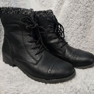 Mudd Black Lace-Up Boots with Knit Cuff